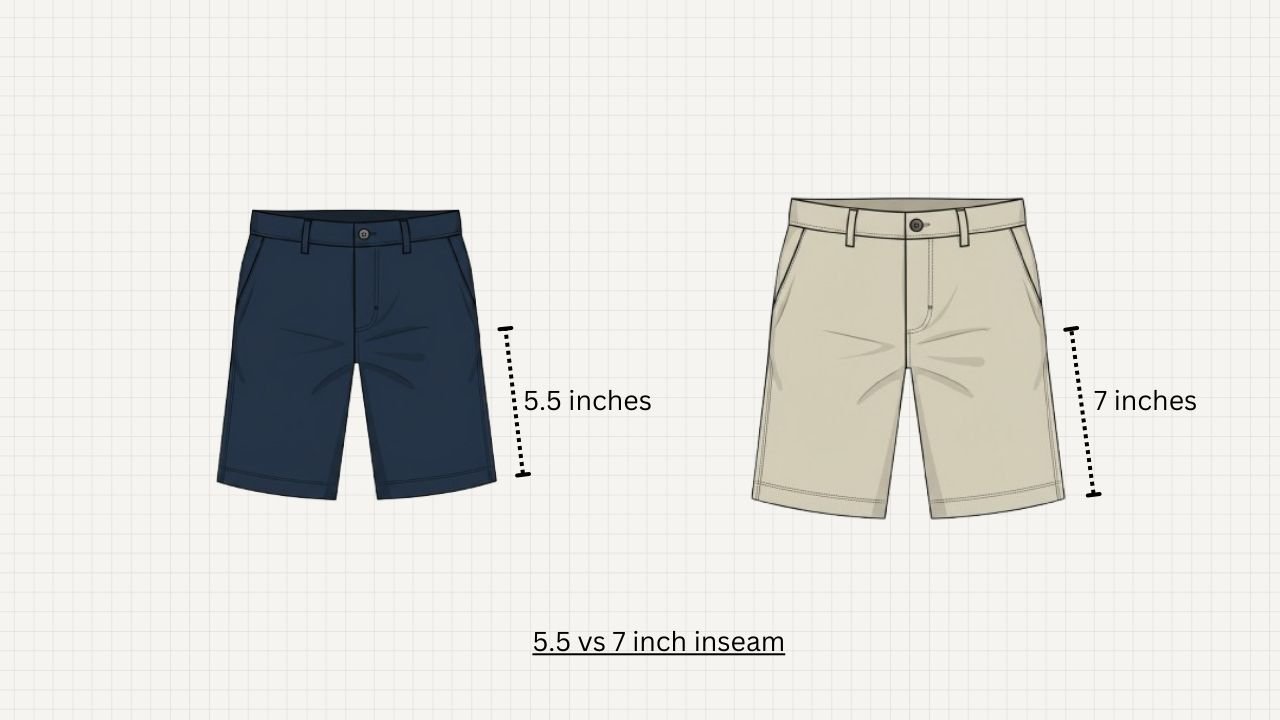 Comparison of shorts inseam lengths