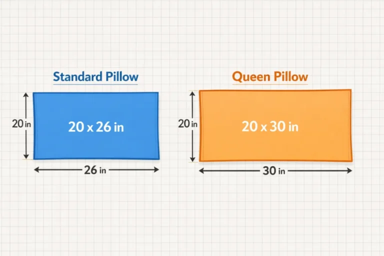 Comparison of pillow sizes and dimensions