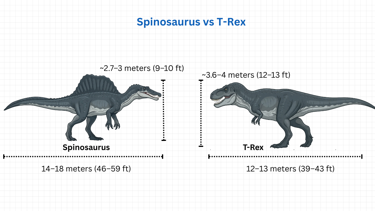Spinosaurus vs T-Rex: Size